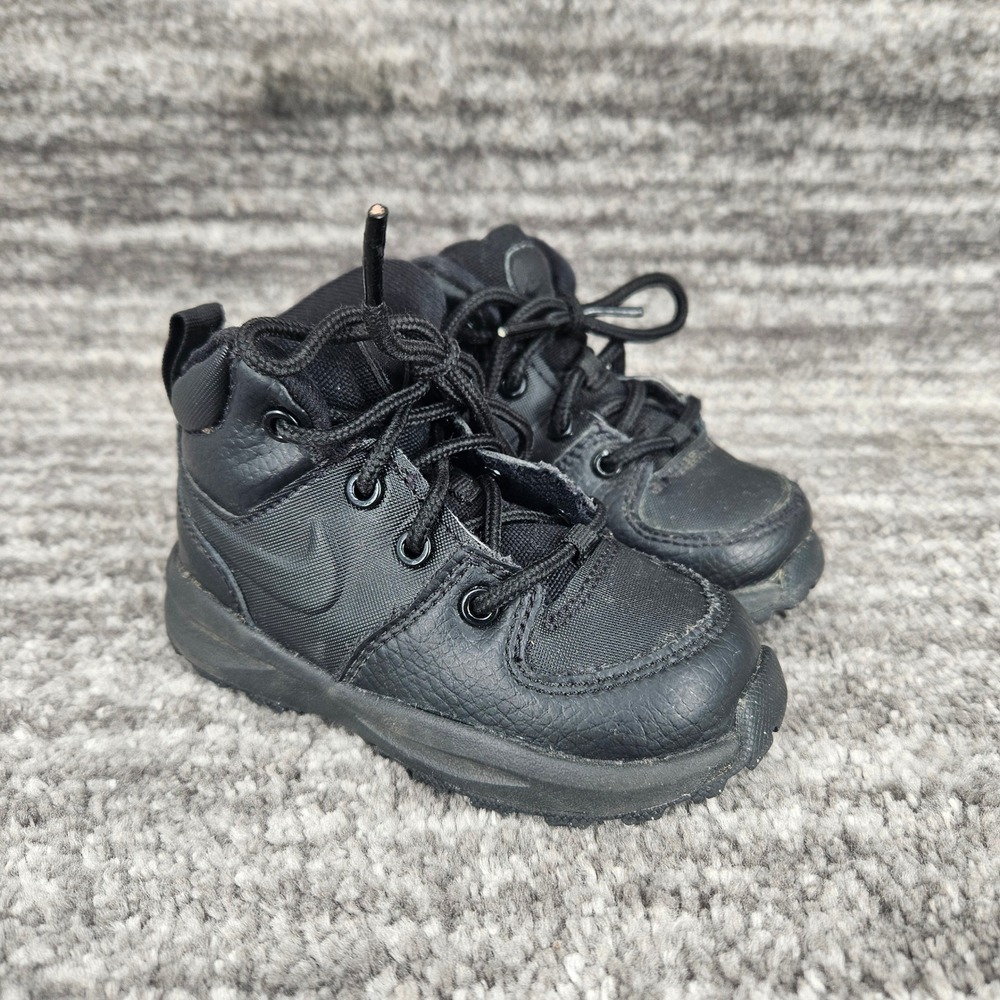 Nike Manoa Leather Toddler Boot Black Lace Up Ankle‎ BQ5374-001 Size 6C Shoes
